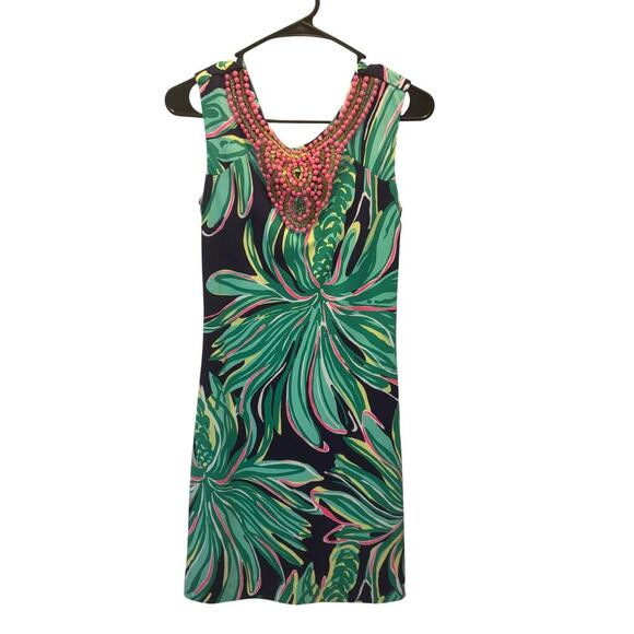 Lilly Pulitzer Dresses & Skirts - Lilly Pulitzer Bristol Green/Pink Ebellished Dress Size XS EUC